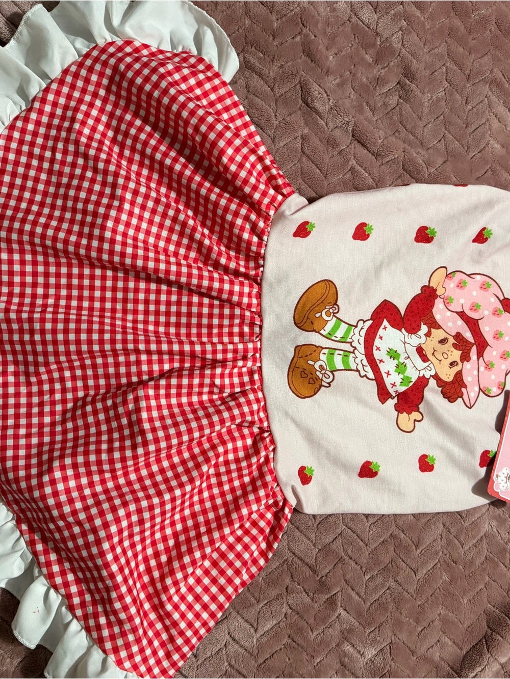 SHEIN Pink and Red Strawberry Tag Dress for dog